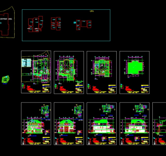 某地区花园A户型别墅设计cad全套建施图带效果图