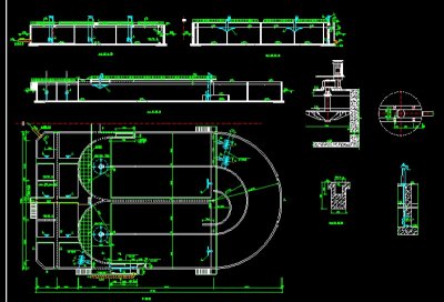 城市生活污水处理厂氧化沟平面图
