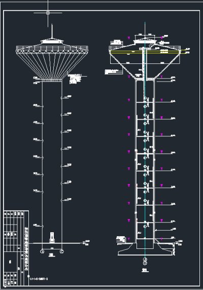 某填海项目1200立方水塔建筑结构全套施工图（含设计说明）