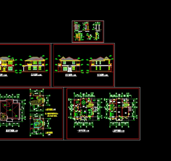 某现代风格两层私人小别墅建筑设计cad施工图带效果图
