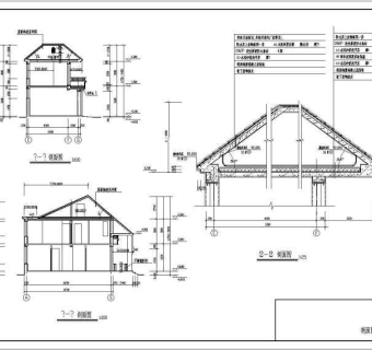 某二层坡屋顶别墅式住宅建筑设计cad施工图