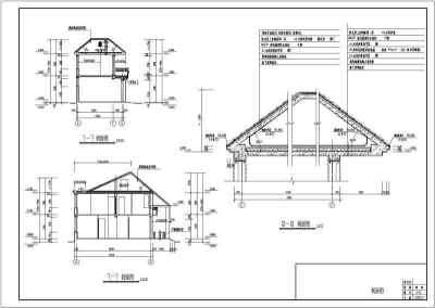 某二层坡屋顶别墅式住宅建筑设计cad施工图