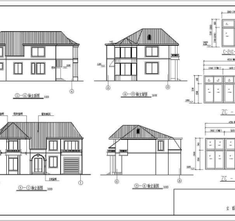 北方二层别墅住宅楼建筑设计CAD施工图纸3D模型