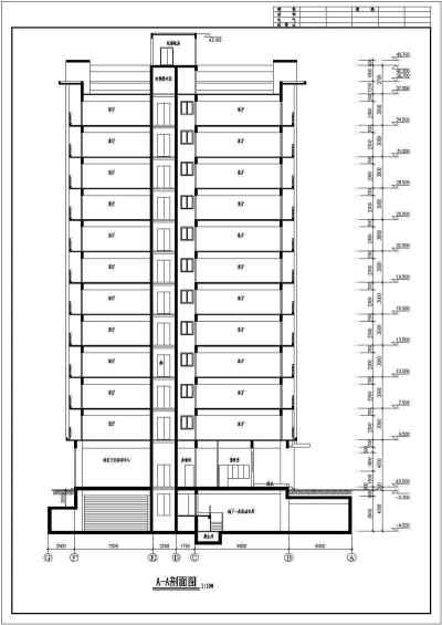 一栋高层商住楼建筑施工设计CAD图纸