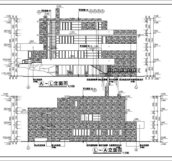 某地三层流水别墅建筑设计图（整套）