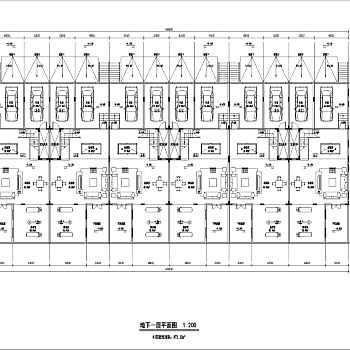 法式风格四层叠拼别墅设计施工图