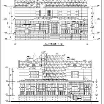 某带地下室欧式别墅建施图附效果图3D模型