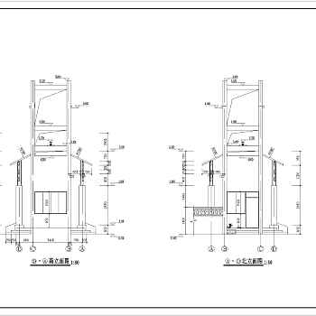 别墅小区大门建筑cad施工图