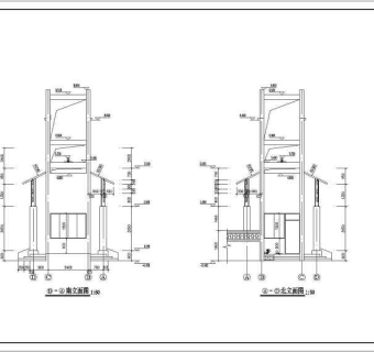 别墅小区大门建筑cad施工图