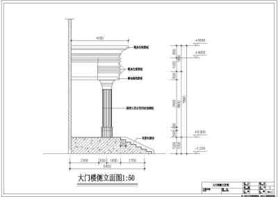 某市邮电大楼大门建筑设计图