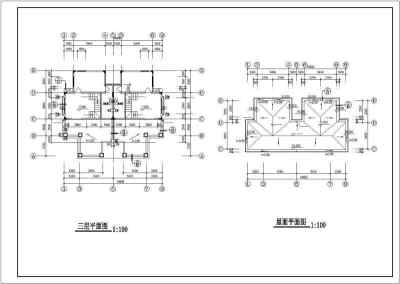 两户双联式别墅建筑设计图