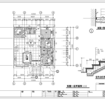 独院式二层别墅建筑设计图