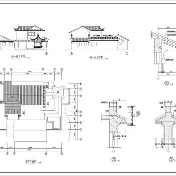 三套仿古建别墅建筑图3D模型