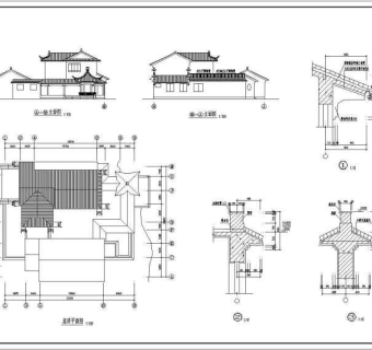 三套仿古建别墅建筑图3D模型