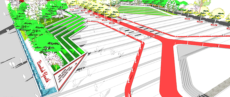 校园广场景观设计效果图图片3D模型