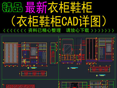 原创新款衣帽柜衣柜鞋柜衣帽间cad节点大样3D模型