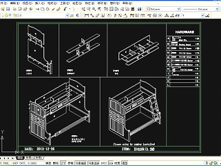 原创高低床CAD带组装图-版权可商用3D模型