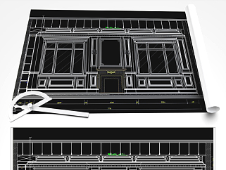 原创新中式护墙板CAD新中式吊顶CAD-版权可商用3D模型