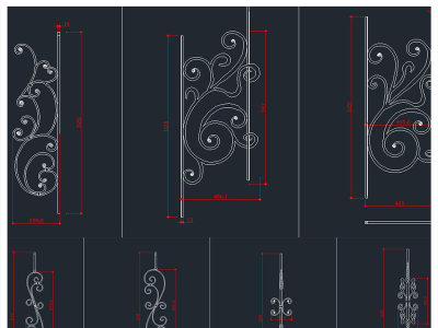 原创欧式铁艺栏杆柱型CAD图库大全3D模型