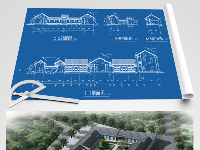 原创全套四合院建筑CAD施工图效果图-版权可商用3D模型