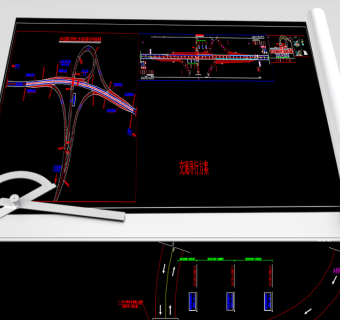 原创公路互通跨线施工交通导行布置设计图3D模型