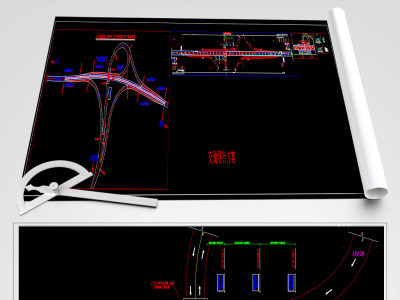 原创公路互通跨线施工交通导行布置设计图3D模型