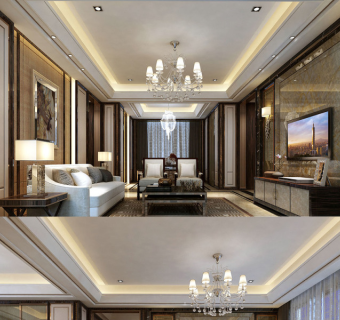 原创古典风格家装全套CAD施工图效果图-版权可商用3D模型