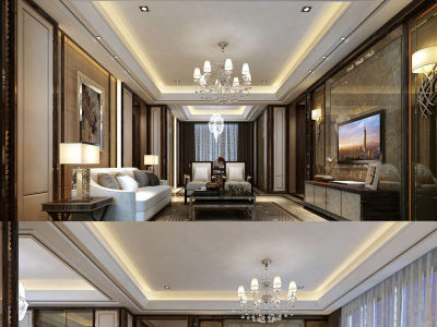 原创古典风格家装全套CAD施工图效果图-版权可商用3D模型