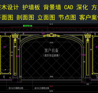 原创欧式风格护墙板影视墙深化下单CAD图纸3D模型