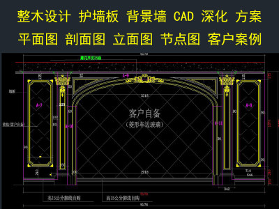 原创欧式风格护墙板影视墙深化下单CAD图纸3D模型