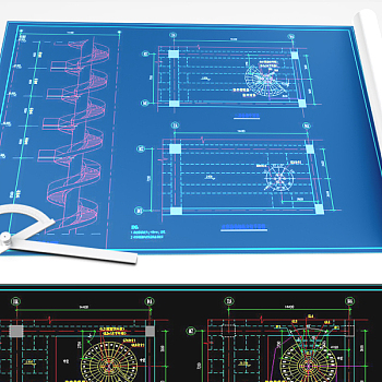 原创CAD钢结构旋转楼梯结构图纸-版权可商用3D模型