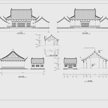 原创2018精选中式仿古建筑四合院民居住宅古建CAD施工图纸-版权可商用3D模型