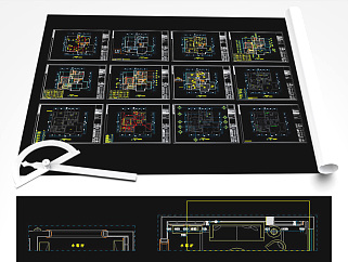 原创1000平奢华欧式别墅豪宅施工图含效果图-版权可商用3D模型