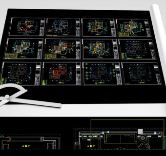 原创1000平奢华欧式别墅豪宅施工图含效果图-版权可商用3D模型