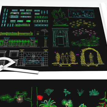 原创公园小景cad图纸集合-版权可商用3D模型