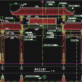 原创园林古建筑CAD中式牌坊施工图明清建筑-版权可商用3D模型