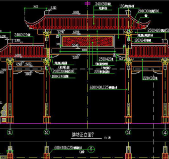 原创园林古建筑CAD中式牌坊施工图明清建筑-版权可商用3D模型