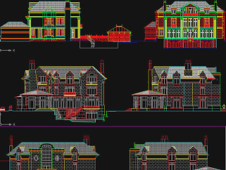 原创全套欧式别墅建筑cad收集图库-版权可商用3D模型