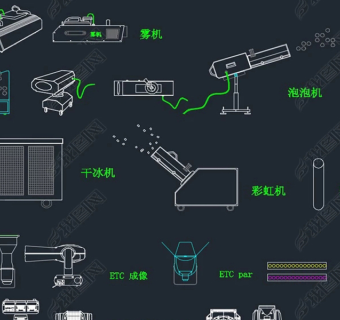 原创舞台设计灯光音响设备cad图库-版权可商用3D模型