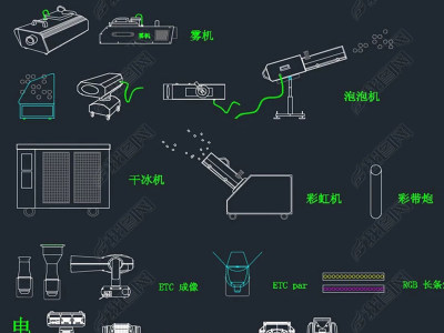 原创舞台设计灯光音响设备cad图库-版权可商用3D模型