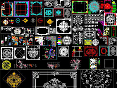 原创欧式水刀拼花背景墙CAD水刀拼花CAD-版权可商用3D模型