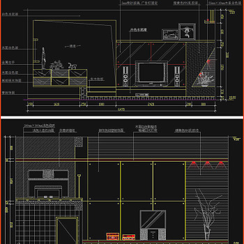 原创电视机背景墙CAD设计图集3D模型