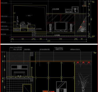 原创电视机背景墙CAD设计图集3D模型