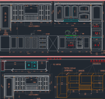 原创整体欧式实木橱柜CAD设计素材图-版权可商用3D模型