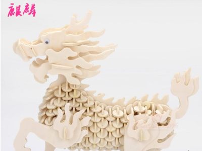 原创激光切割工艺品CAD图纸3D拼装图麒麟-版权可商用3D模型