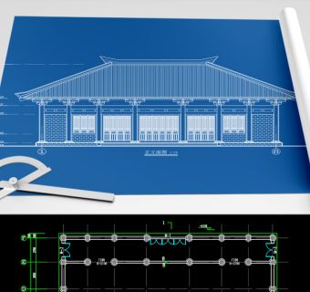 原创汉式大雄宝殿建筑结构CAD图纸-版权可商用3D模型