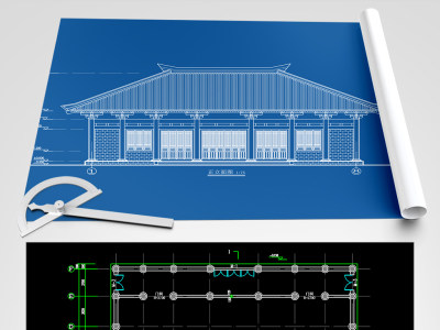 原创汉式大雄宝殿建筑结构CAD图纸-版权可商用3D模型