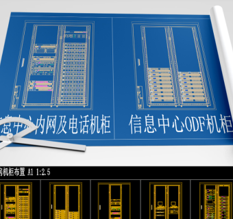 原创机房及弱电汇聚间机柜布置图立面大样图模板-版权可商用3D模型