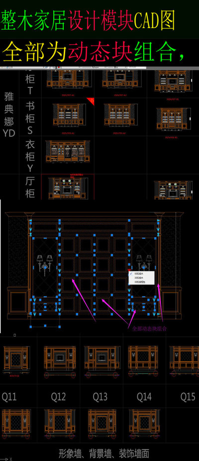 原创整木家居设计模块CAD（动态库）-版权可商用3D模型