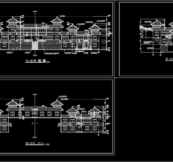 原创某古建筑立面图设计方案cad图纸3D模型